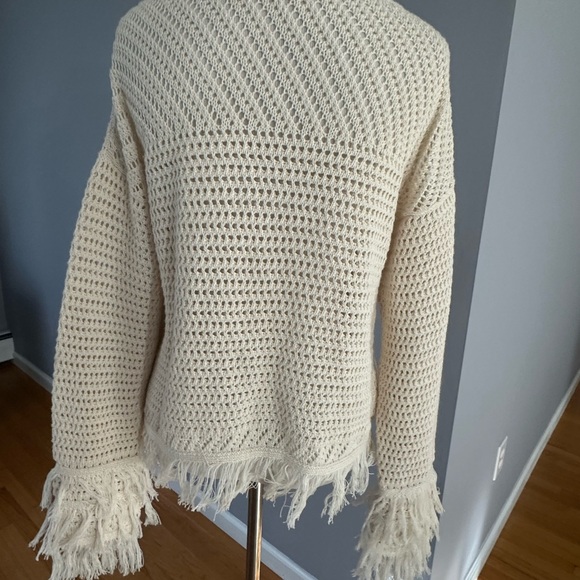 Ramy  Brooks fringe cream colored sweater
Size s/p - Picture 2 of 5